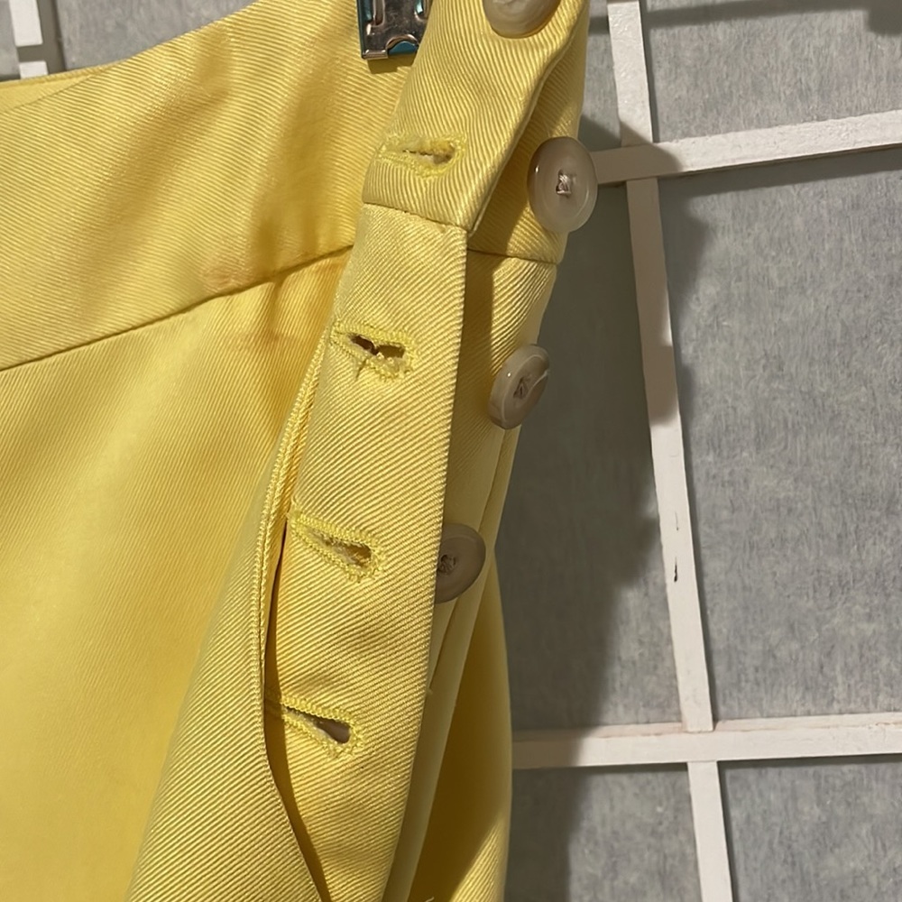 Lemon Yellow Silk Wide Leg Pants Size 6 - Picture 2 of 7